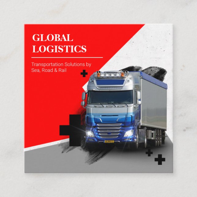 Cartão De Visita Quadrado Transportadora e Logística  (Frente)