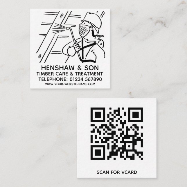 Cartão De Visita Quadrado Tratamento da madeira e da madeira (Frente/Verso)