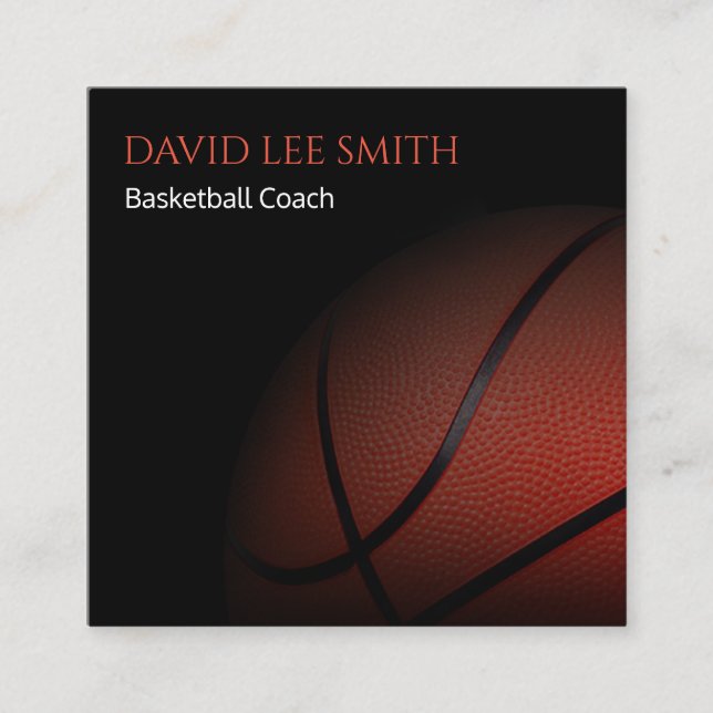 Cartão De Visita Quadrado Treinador de Basquete (Frente)