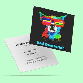Cartão De Visita Quadrado Treinador de Cães Personalizado Arco-Íris Ousado