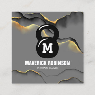 Cartão De Visita Quadrado Treinador de Malhações Profissional Moderno