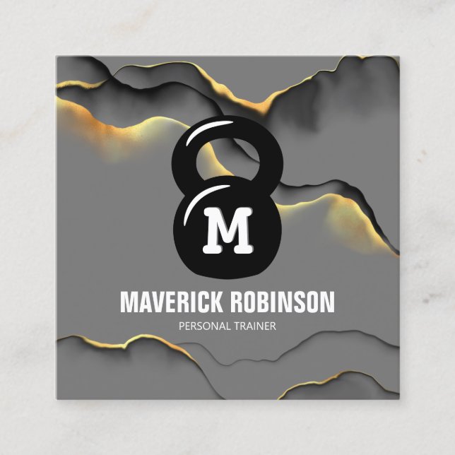 Cartão De Visita Quadrado Treinador de Malhações Profissional Moderno (Frente)