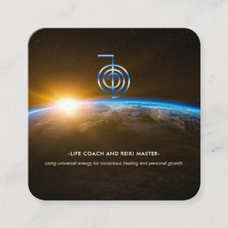 Cartão De Visita Quadrado Treinador de Vida Reiki - Universo