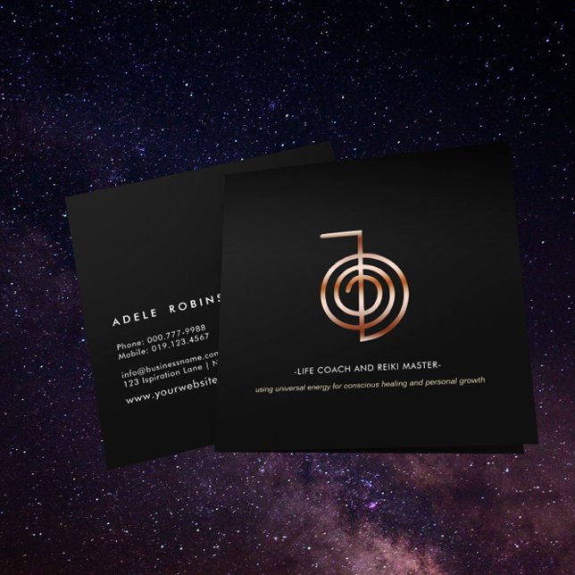 Cartão De Visita Quadrado Treinador do Master Life Reiki (Criador carregado)