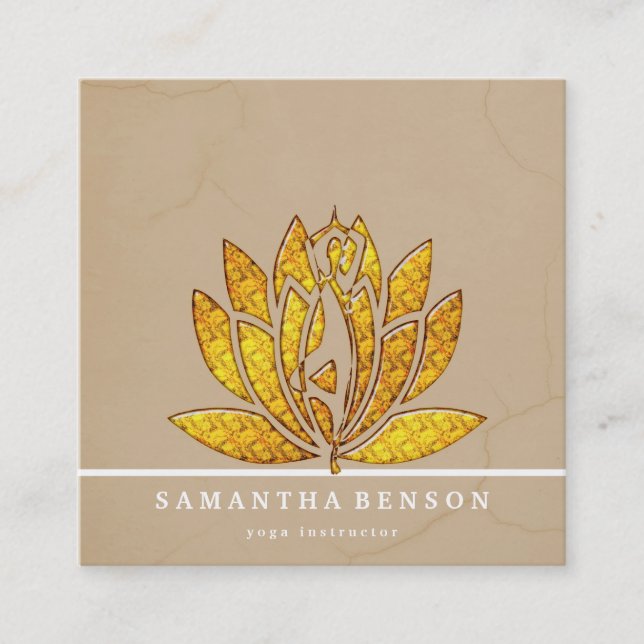 Cartão De Visita Quadrado Treinador Elegante de Bem-Estar em Yoga, instrutor (Frente)