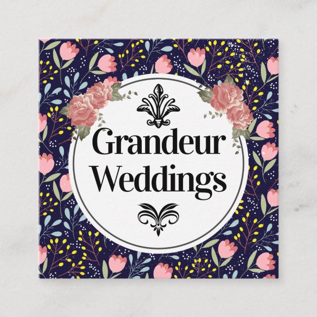 Cartão De Visita Quadrado Trendy Floral Pattern (Frente)