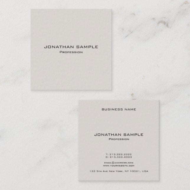 Cartão De Visita Quadrado Trendy Modern Modelo Elegante Professional (Frente/Verso)