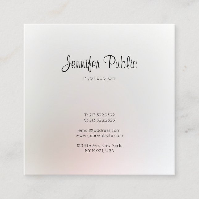 Cartão De Visita Quadrado Trendy Modern Na moda Plain Profissional Elegante (Frente)