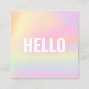 Cartão De Visita Quadrado Trendy Pastel Rainbow Gradient Unicorn Squar Hello