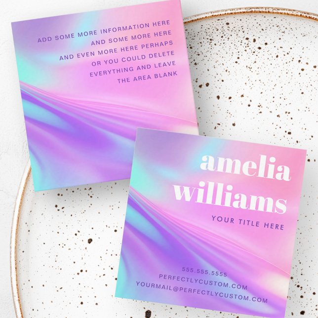 Cartão De Visita Quadrado Trendy pink purple pastel gradient (Trendy pink purple pastel gradient square business card)