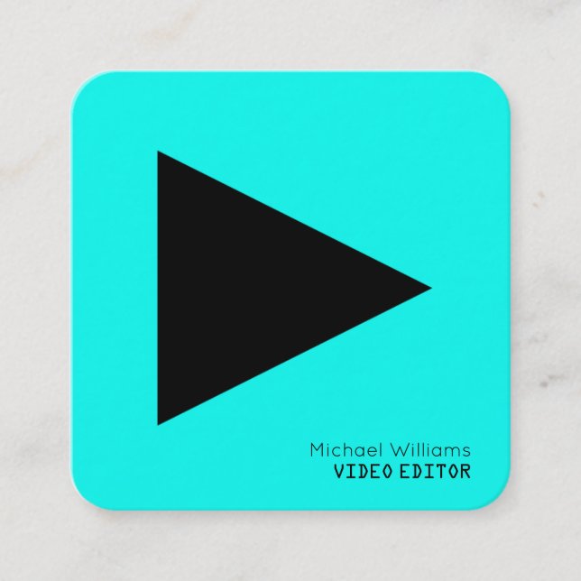 Cartão De Visita Quadrado Triângulo simbólico moderno do botão do jogo (Frente)