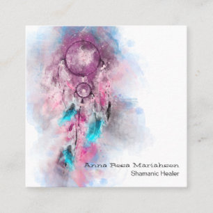 Cartão De Visita Quadrado *~* Tribal - Sacro Shamen Shamanic Dream Catcher