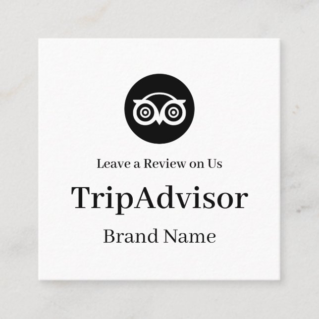 Cartão De Visita Quadrado TripAdvisor QR | Custom Business Feedback Link (Frente)