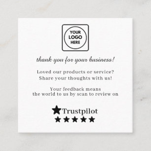 Cartão De Visita Quadrado Trustpilot QR   Link de Feedback de Negócios Perso