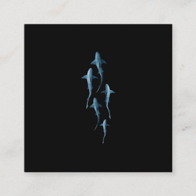 Cartão De Visita Quadrado Tubarão Nadador - Presente Engraçado Bonito (Frente)