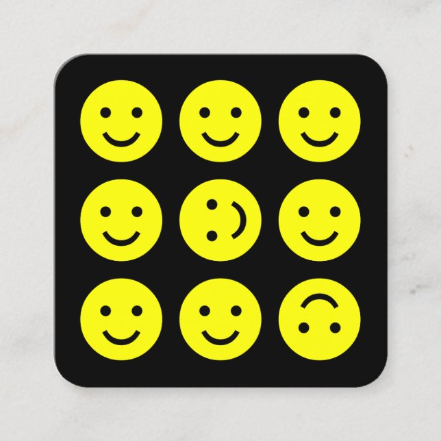 Cartão De Visita Quadrado Tumbling Emojis - Amarelo em preto (Frente)