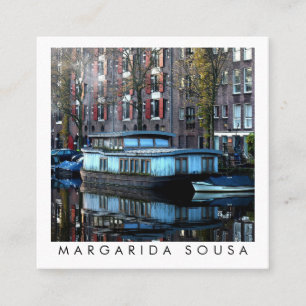Cartão De Visita Quadrado Turismo de Viagem de Fotos em Canalboat Amsterdam