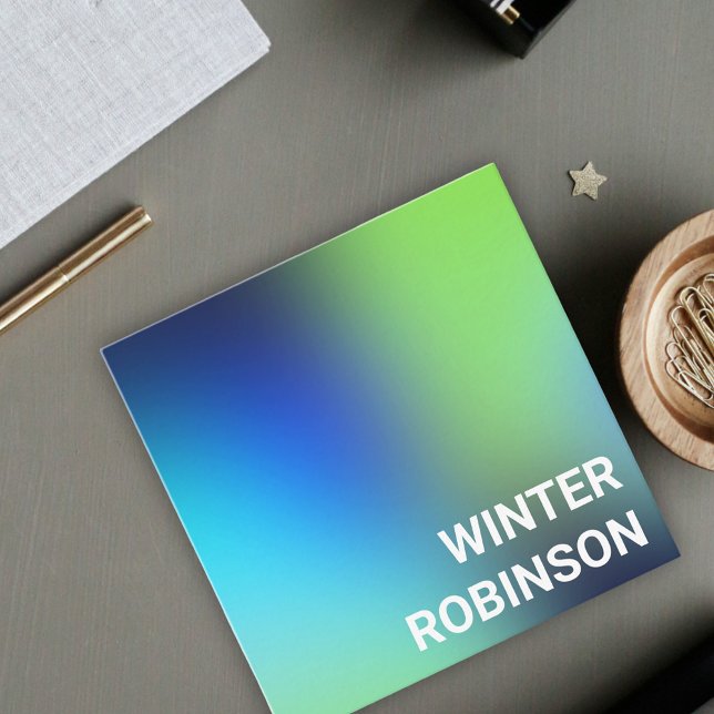 Cartão De Visita Quadrado Turquesa azul holográfica moderna (Hologram gradient design for stylish business card )