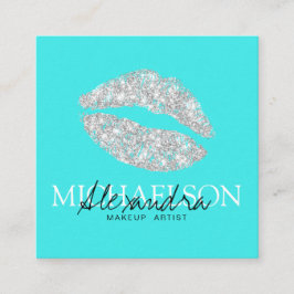Cartão De Visita Quadrado Turquesa de assinatura do artista moderno