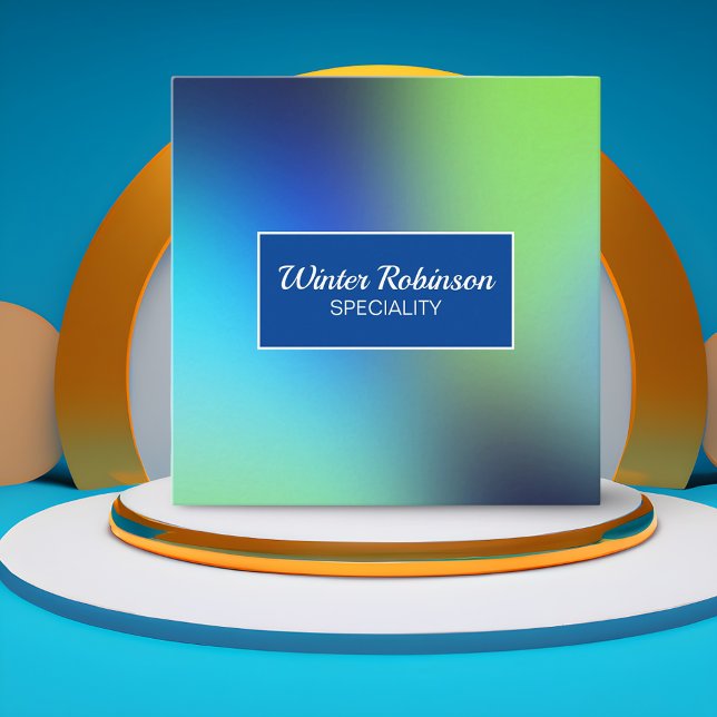 Cartão De Visita Quadrado Turquesa verde azul-chic com armação (Hologram gradient design for stylish square business card)