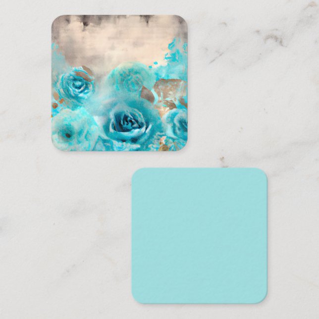 Cartão De Visita Quadrado Um Design Ephemera de Chique Azul Série 7 (Frente/Verso)