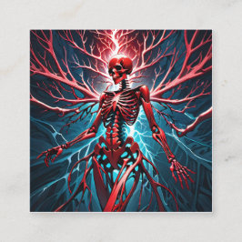 Cartão De Visita Quadrado Um esqueleto vibrante vermelho devilado é uma imag