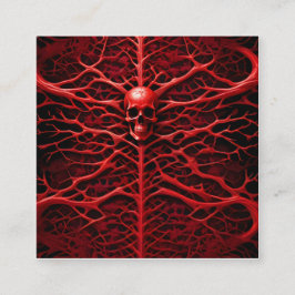 Cartão De Visita Quadrado Um esqueleto vibrante vermelho devilado é uma imag