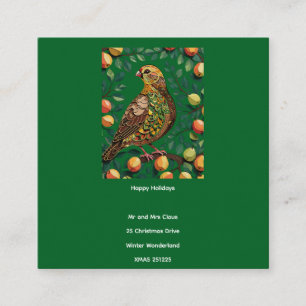 Cartão De Visita Quadrado Um Estêncil no Estilo de Uma Perdiz numa Pereira