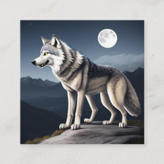 Cartão De Visita Quadrado Um lobo corajoso