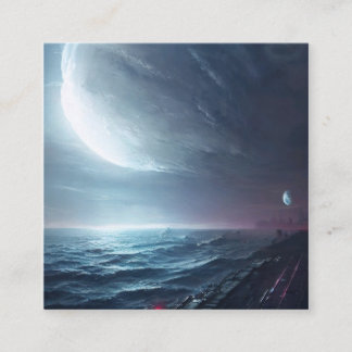 Cartão De Visita Quadrado Um lugar de fantasia com uma lua brilhante