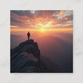 Cartão De Visita Quadrado Um sol majestoso visto do pico da montanha