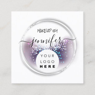 Cartão De Visita Quadrado Unhas de logotipo profissional Abstrato branco de 