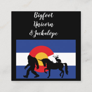 Cartão De Visita Quadrado Unicorn Jackalope e Bigfoot