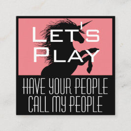 Cartão De Visita Quadrado Unicórnio de playdate de Criança