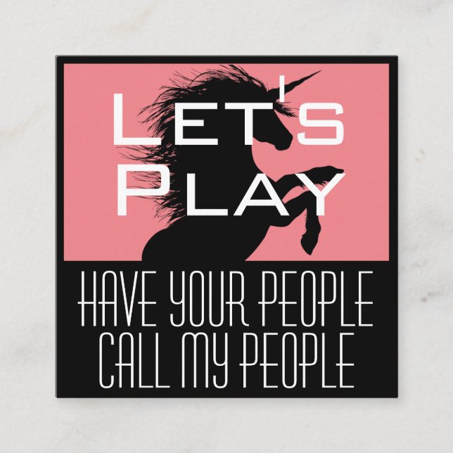 Cartão De Visita Quadrado Unicórnio de playdate de Criança (Frente)