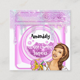 Cartão De Visita Quadrado Unidade de código QR do Serviço de limpeza de lava