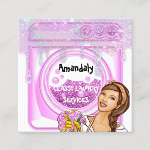 Cartão De Visita Quadrado Unidade de código QR do Serviço de limpeza de lava