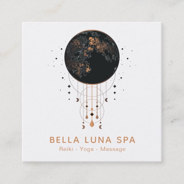 Cartão De Visita Quadrado *~* Universo de Shaman de Lua Cósmica Lunar (Frente)