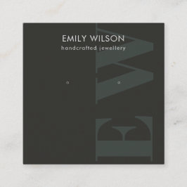 Cartão De Visita Quadrado Urso Rústico de Monograma Negro Negrito com Mostra