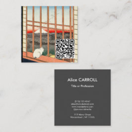 Cartão De Visita Quadrado Utagawa Hiroshige - Campos de arroz Asakusa - Códi