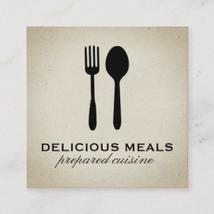 Cartão De Visita Quadrado Utensílios comida