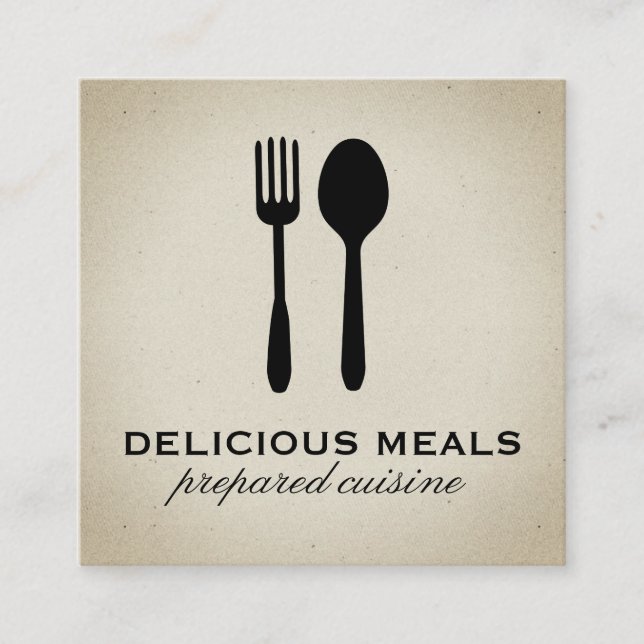 Cartão De Visita Quadrado Utensílios comida (Frente)