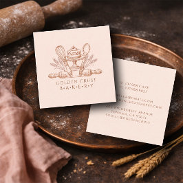 Cartão De Visita Quadrado Utensílios para Confeitaria Padaria Baker