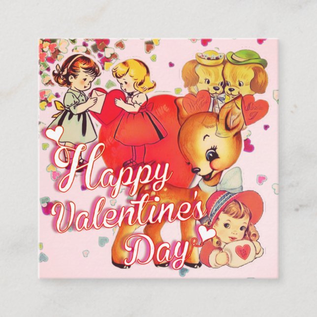 Cartão De Visita Quadrado Valentine's Day Card for Classmates (Frente)