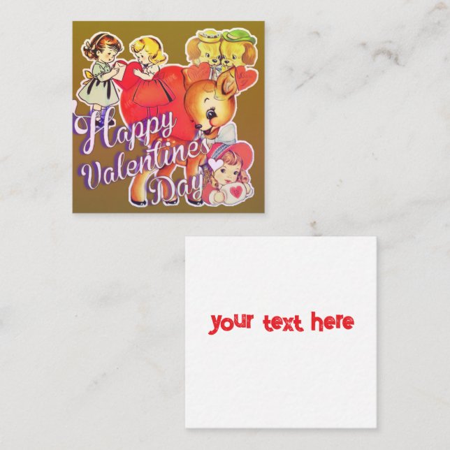 Cartão De Visita Quadrado Valentine's Day Card for Classmates  (Frente/Verso)