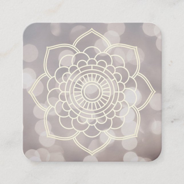 Cartão De Visita Quadrado Variação Bokeh e Mandala (Frente)