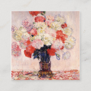 Cartão De Visita Quadrado Vase Of Peonies By Claude Monet