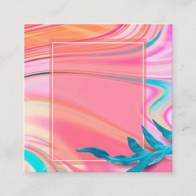 Cartão De Visita Quadrado Vazio Tropical Marble (Frente)