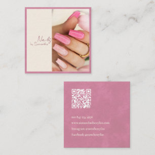 Cartão De Visita Quadrado Velvet Rosa Elegante Moderno