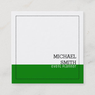 Cartão De Visita Quadrado Verde branco moderno profissional minimalista
